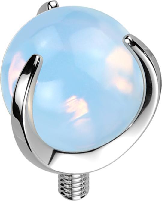 Star Piercing Dermal Anchor silber Kugel Opalite Stein gefasst (Mineralisch, Titan G23, ohne Messing)