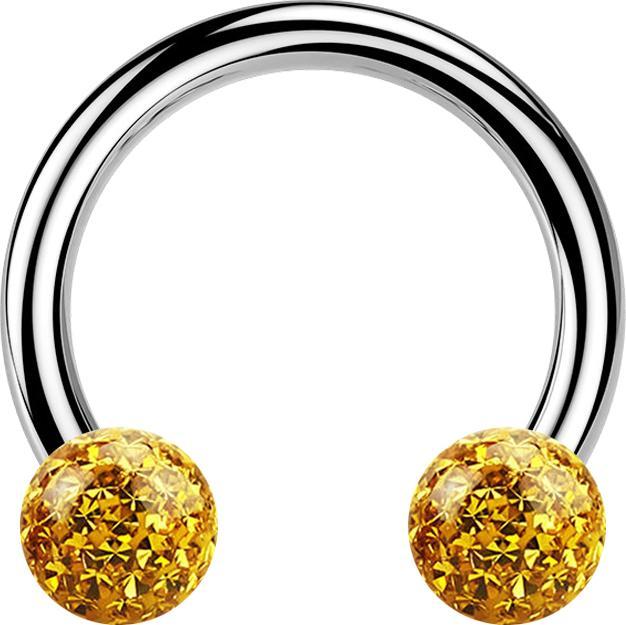 Produktbild Star Piercing Circular Barbell silber mit zwei Kristall Kugeln topaz Epoxy Schutzschicht (ohne MessingTitan G23, Titan G23ohne Messing)
