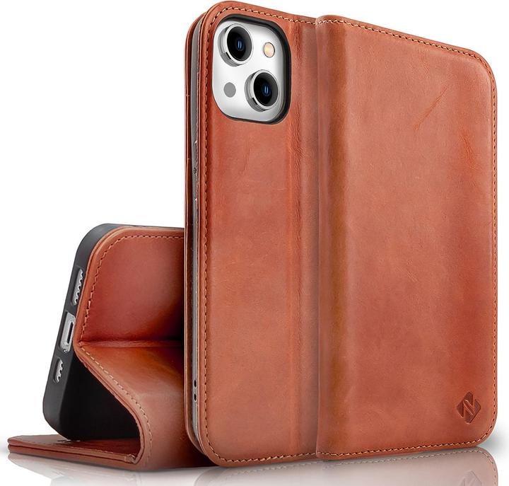 Actual product image Nalia Genuine leather flip case cover with magnetic fastener (Apple iPhone 15)