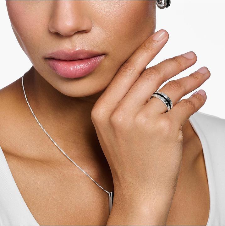Immagine prodotto Thomas Sabo Anello a fascia con pietre nere pavé in argento (52, 925 Argento)