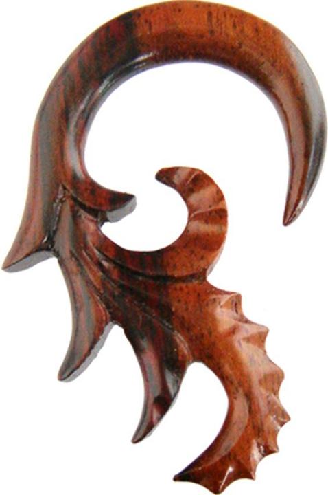 Image du produit Star Piercing Poids d'oreille Spirale Queue de dragon en bois Narra (sans laiton, Organique)