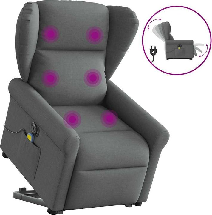 Immagine prodotto VidaXL Poltrona massaggiante elettrica con ausilio per la posizione eretta in tessuto grigio scuro
