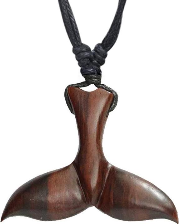 Produktbild Star Piercing Halskette schwarz Anhänger Fischflosse aus Narra Holz (Organisch, ohne Messing)
