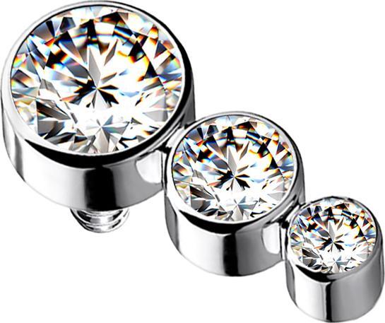 Produktbild Star Piercing Dermal Anchor silber mit drei Kristallen silber (Titan G23, ohne Messing)