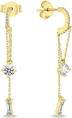 Brilio Silver - Stylish long gold plated chain earrings EA628Y