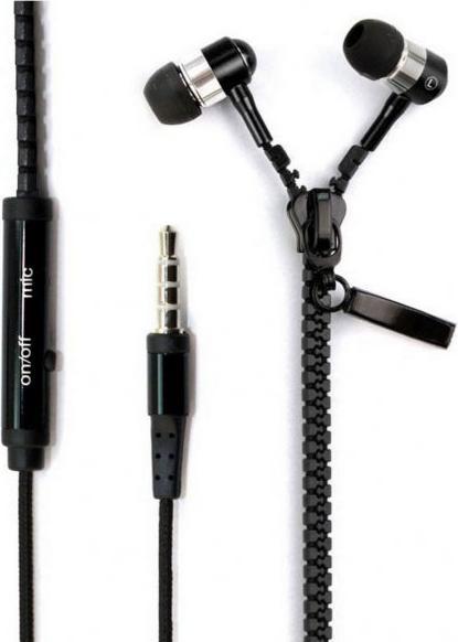 Produktbild Hermex In Ear ZIPPER Headset mit Fernbedienung SCHWARZ für alle Android Smartphones (keine Geräuschunterdrückung, Kabelgebunden)