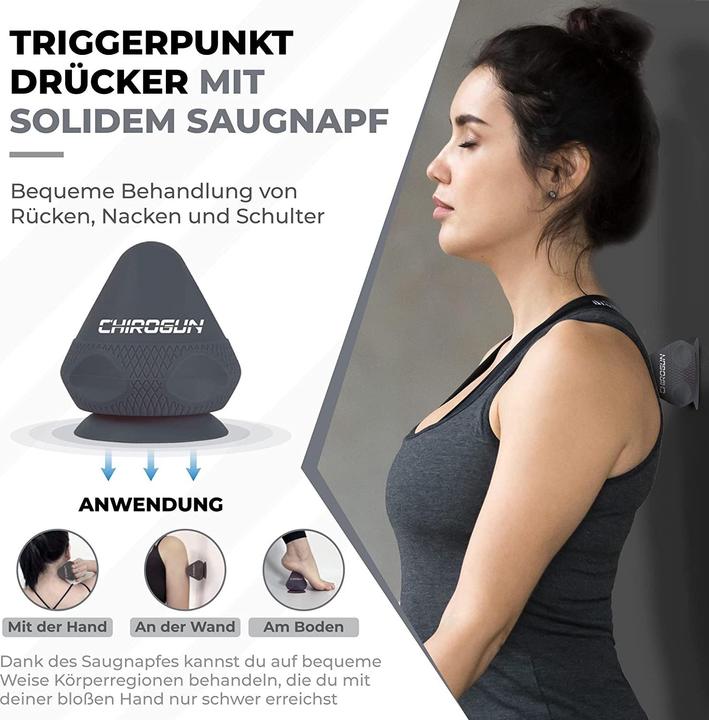 Produktbild ChiroGun Triggerpunkt Drücker mit Saugnapf & Beutel Schwarz