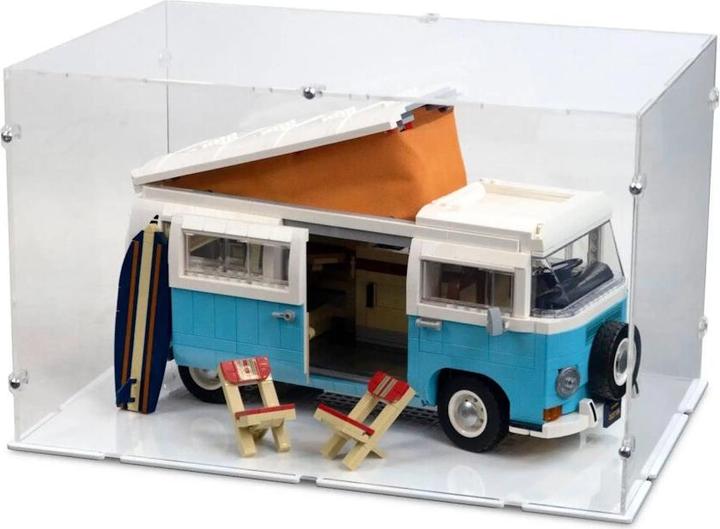 iDisplayit Présentoir acrylique L pour LEGO® 10279 Volkswagen T2 Camper (avec fond blanc)