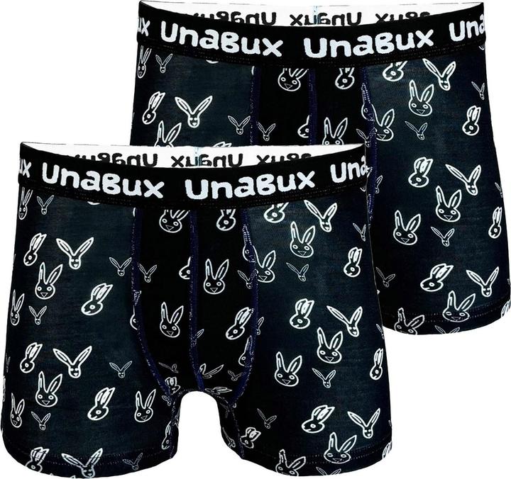 Unabux Boxer BLACK WHITE RABBIT (M, 2er Pack)