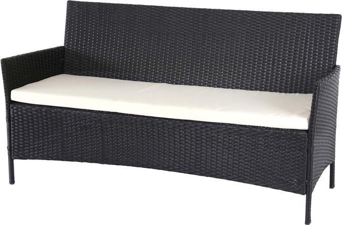 Produktbild Swisshandel24 3-2-1-1 Poly-Rattan Garten-Garnitur Halden, Sitzgruppe - anthrazit, Kissen creme