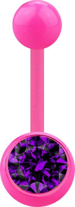 Produktbild Star Piercing Banane pink mit Kugel und Kugel Kristall violett (Acryl, ohne Messing)