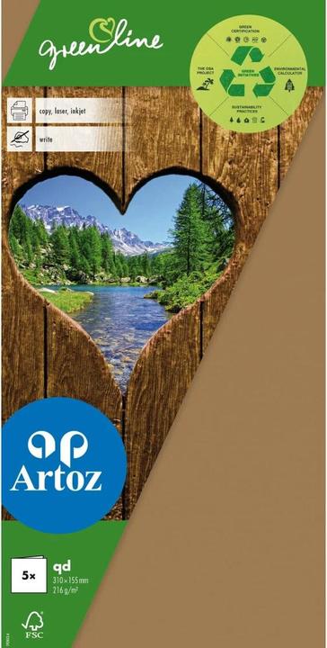Produktbild Artoz Blankokarte Green Line 15.5 x 15.5 cm, 5 Stück, Braun (5 Stk.)
