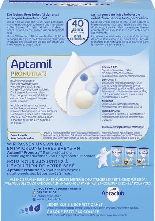 Valori nutrizionali e ingredienti Aptamil Pronutra 2 (1200 g, da 6 m.)
