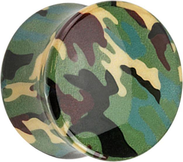 Produktbild Star Piercing Flared Plug Tarnung Military grün (ohne Messing, Acryl)