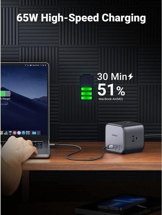 Produktbild Ugreen Cube CD268 (3 x, CEE 7/4, USB-A, USB-C, 1.80 m)