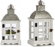 Giftdecor lanterna in legno bianco rettangolare medio alta (1 x)