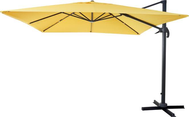 Produktbild Swisshandel24 Gastronomie-Ampelschirm, Sonnenschirm 3x3m (ø4,24m) Polyester Alu/Stahl 23kg - gelb ohne Ständer, dr (3 m)
