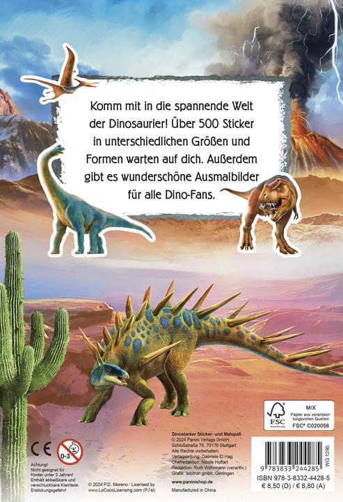 Image du produit Panini Dinosaurs by P.D. Moreno : des autocollants et des coloriages à la hauteur des dinosaures