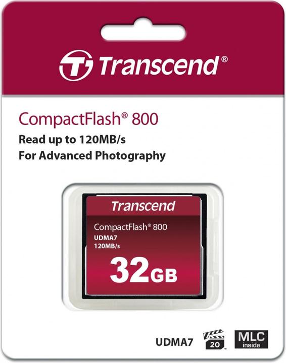 Produktbild Transcend Premium CompactFlash 32GB Card R120MB/s VGP 20 MLC (32 GB, CF)