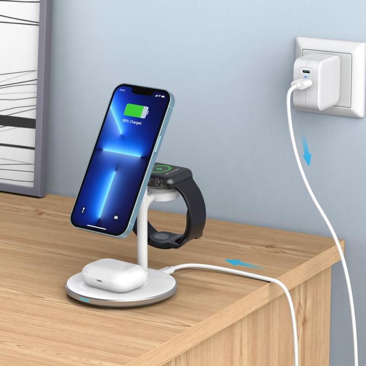 Actual product image Choetech Wireless charger with stand 3in1 (black) (15 W)