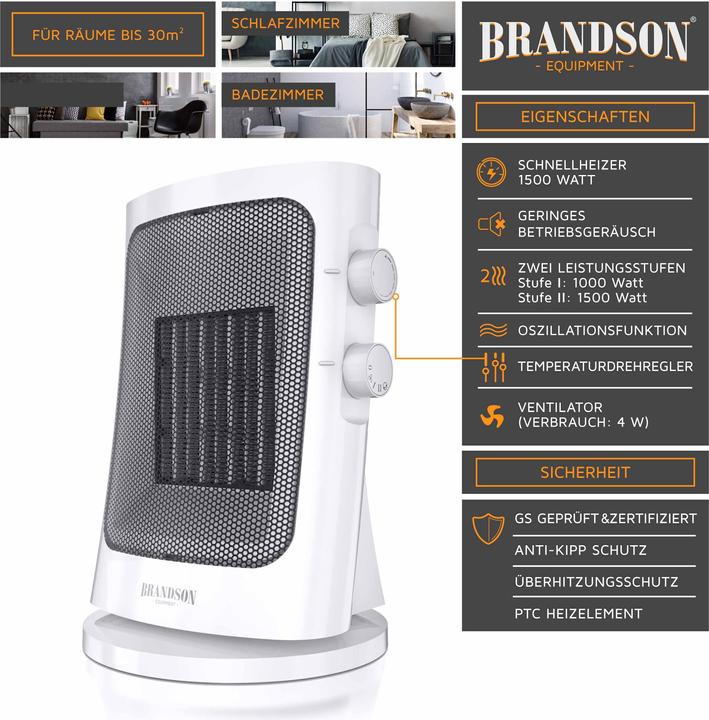 Immagine prodotto Brandson Termoventilatore in ceramica 1500W (1500 W)
