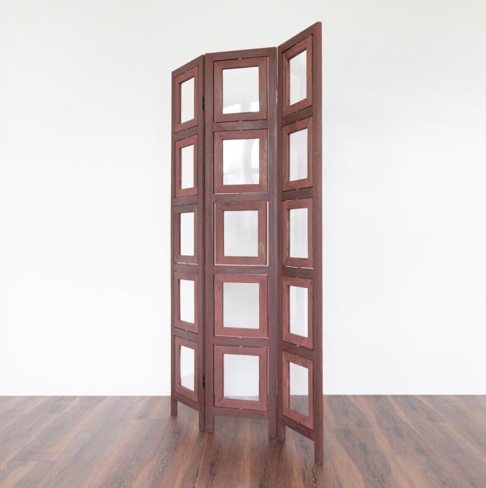 Actual product image Homestyle4u 3 fold screen room divider wood partition wall in brown photo wall