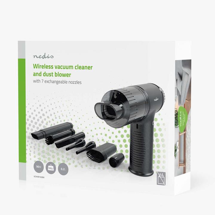Immagine prodotto Nedis Handstaubsauger | Luftgebläse | 90 W | Wiederaufladbar | Nass / Trocken | Li-Ion | Schwarz