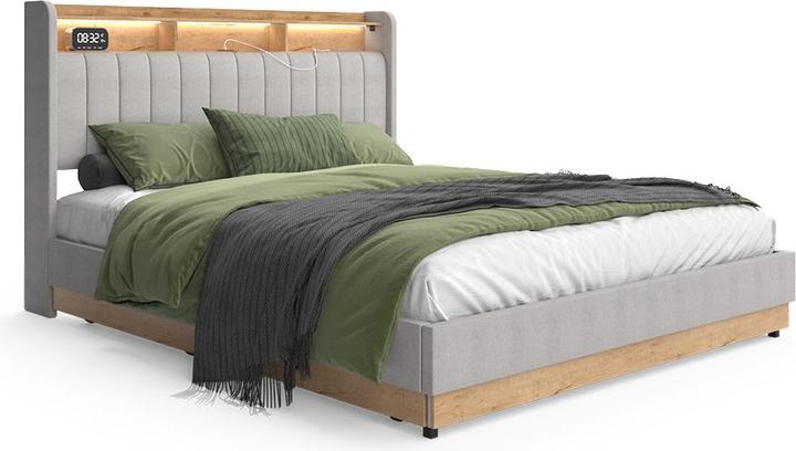 Produktbild VitaliSpa Bettgestell Nura, Grau/Eiche, 167.5 x 113.2 cm mit Matratze (160 x 200 cm)