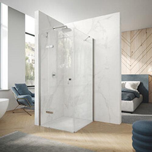 Immagine prodotto Hüppe Tramoggia Design puro a 4 angoli con anta a battente, segmento fisso e raccordo, attacco a sinistra (211 cm, 98 cm, 11 cm)