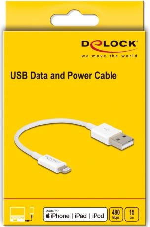 Immagine prodotto Delock Cavo di ricarica USB per iPhone 15 cm bianco (0.15 m, USB 2.0)