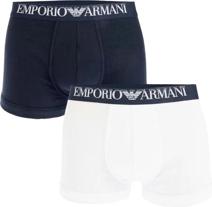 Actual product image Emporio Armani Mens Cotton Ribbed Boxer Shorts (Pack of 2) (XL, pack of 2)