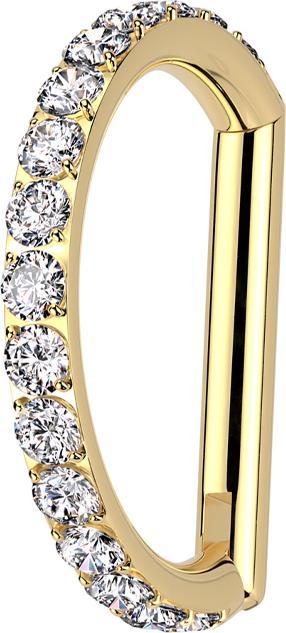 Star Piercing Micro Segmentring klappbar vergoldet Halbring seitlich Kristalle silber (ohne Messing, Titan G23)