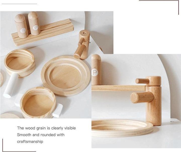 Actual product image Nelaroom Retro wooden kitchen with accessories