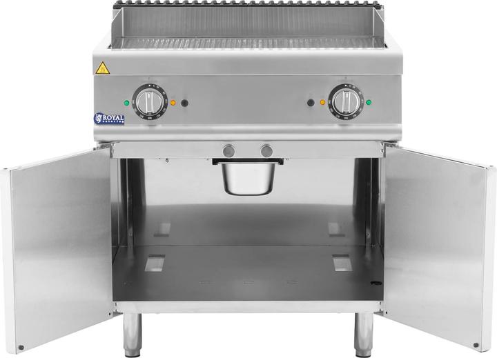 Produktbild Royal Catering Doppel-Elektro-Grillplatte Unterschrank 10,8 kW gerillt bis 300 °C Griddleplatte (10.80 kW)