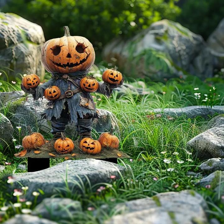 Produktbild Cbx Bezauberndes Kürbiskopf-Vogelscheuche 2D Gartenstecker, Halloween Deko, Herbstdekoration