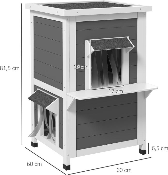 Actual product image PawHut Cat house with 2 levels and curtain (Cat)