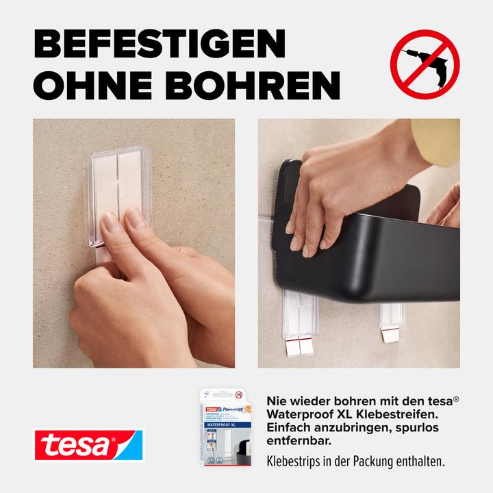 Actual product image tesa LAVAA shower basket, medium incl. adhesive solution without drilling