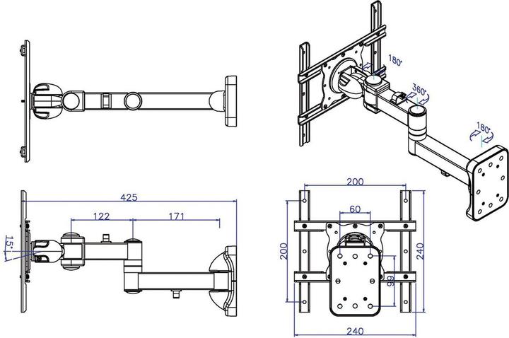 Immagine prodotto Roline Supporto a parete per TV LCD (Muro, 25 kg)