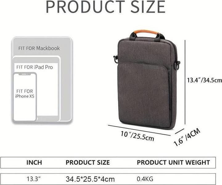 Image du produit PhoneLook Sac à bandoulière sac à main portable imperméable pour iPad + Laptop + MaxBook 13 pouces (13.30")