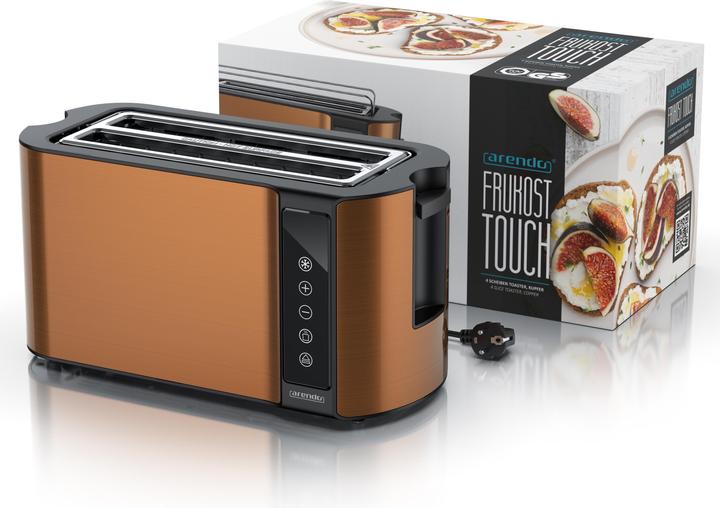 Actual product image Arendo Toaster Edelstahl 4-Scheiben Langschlitz, Display mit Restzeitanzeige, Touchpanel, Brötchenaufsatz