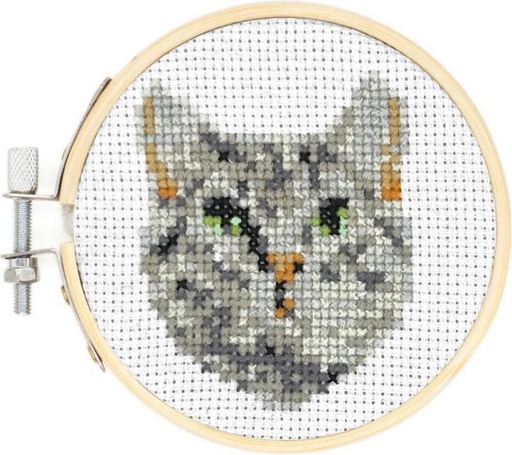 Produktbild Kikkerland Mini Cross Stitch Embroidery Kit Cat