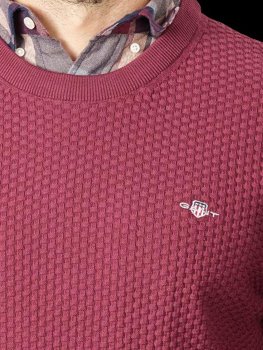 Actual product image GANT Cotton Texture Pullover Crew Neck Red Shadow (3XL)
