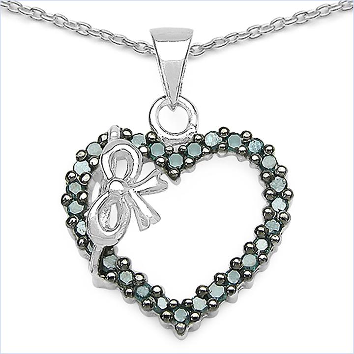 Produktbild Xen Herz-Anhänger mit Kette Blaue Diamanten 0,42ct. 45 cm 925 Silber (925 Sterling Silber, 45 cm)