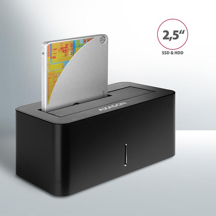 Produktbild Axagon ADSA-SN Speicherlaufwerk-Docking-Station USB 3.2 Gen 1 (3.1 Gen 1) Type-A Schwarz (3.5", 2.5")