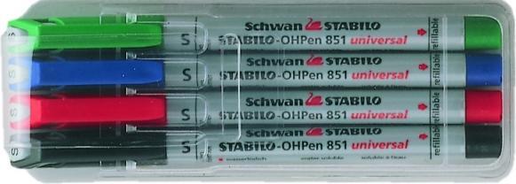 Actual product image STABILO OHPen universal foil pen water-soluble (Green, Blue, Red, Black, 1 mm, 4 x)