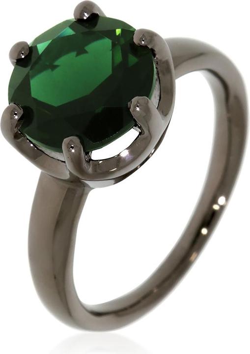 Produktbild Xen Ring mit 10 mm Chromdiopsid-HT Quarz ca. 3,6 ct. Black Rhodium (58, 925 Silber)