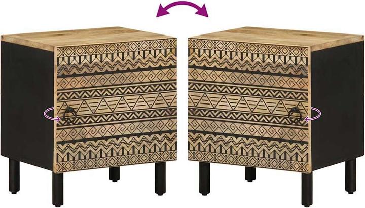 Immagine prodotto VidaXL Comodino Comodino Cassettiera Comodino Consolle 2 pezzi. Legno di mango grezzo (40 x 33,5 x 46 cm)