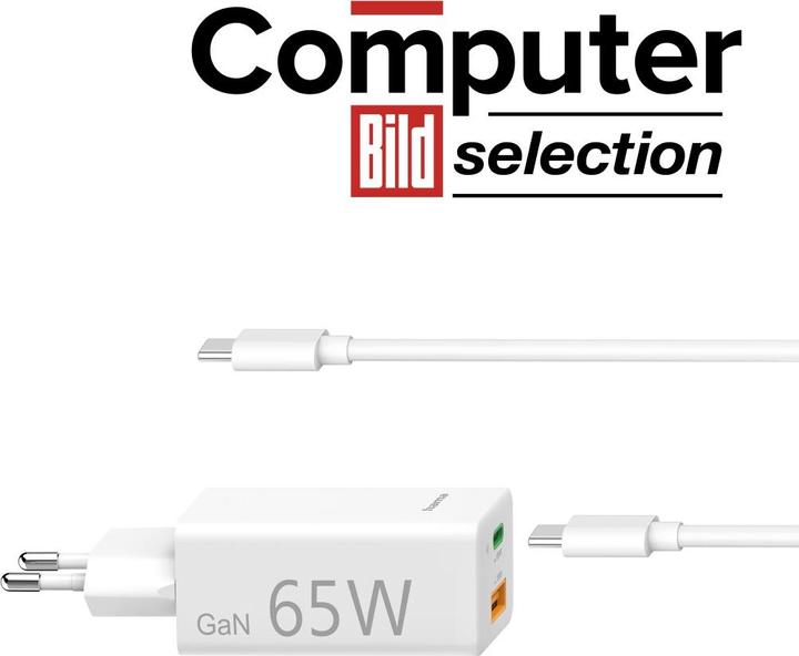 Actual product image Hama GaN Charger + USB cable (65 W)