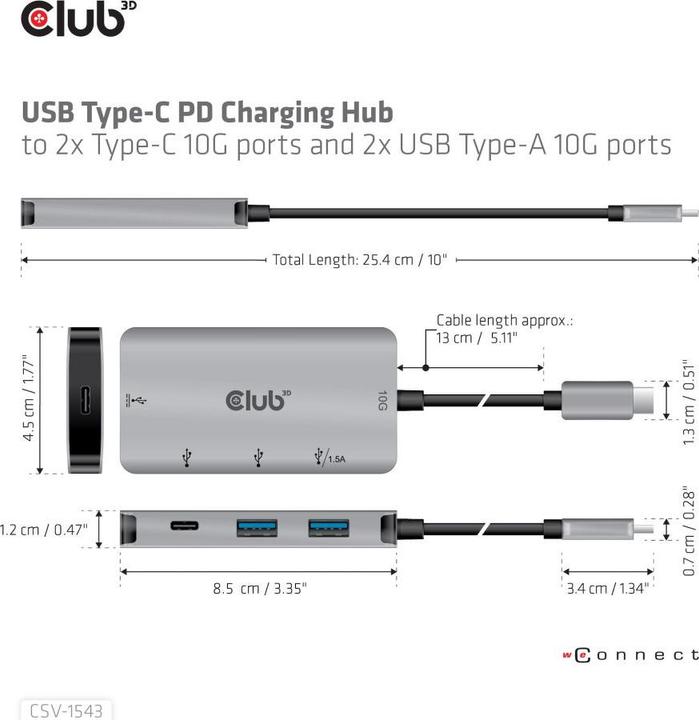 Image du produit Club 3D CSV-1543 (USB-C, 4 Ports)
