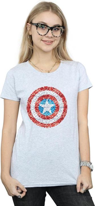 Image du produit - T-shirt CAPTAIN AMERICA PIXELATED SHIELD - Femme (S)